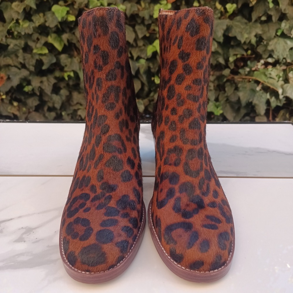 Madewell The Autumn High Leopard Calf Hair Chelsea Boots Women's Size 7.5 - Picture 3 of 12